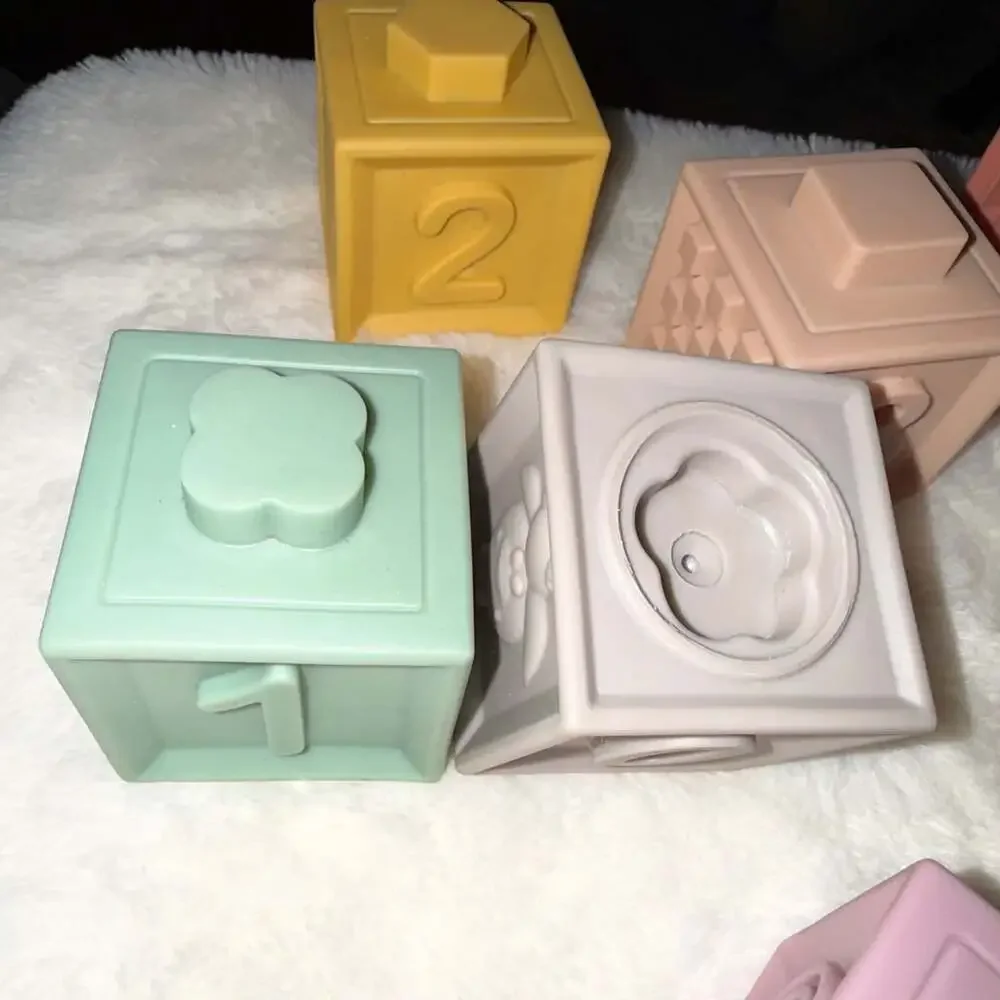 Silicone Soft Baby Stacking and Sensory Building Blocks Set